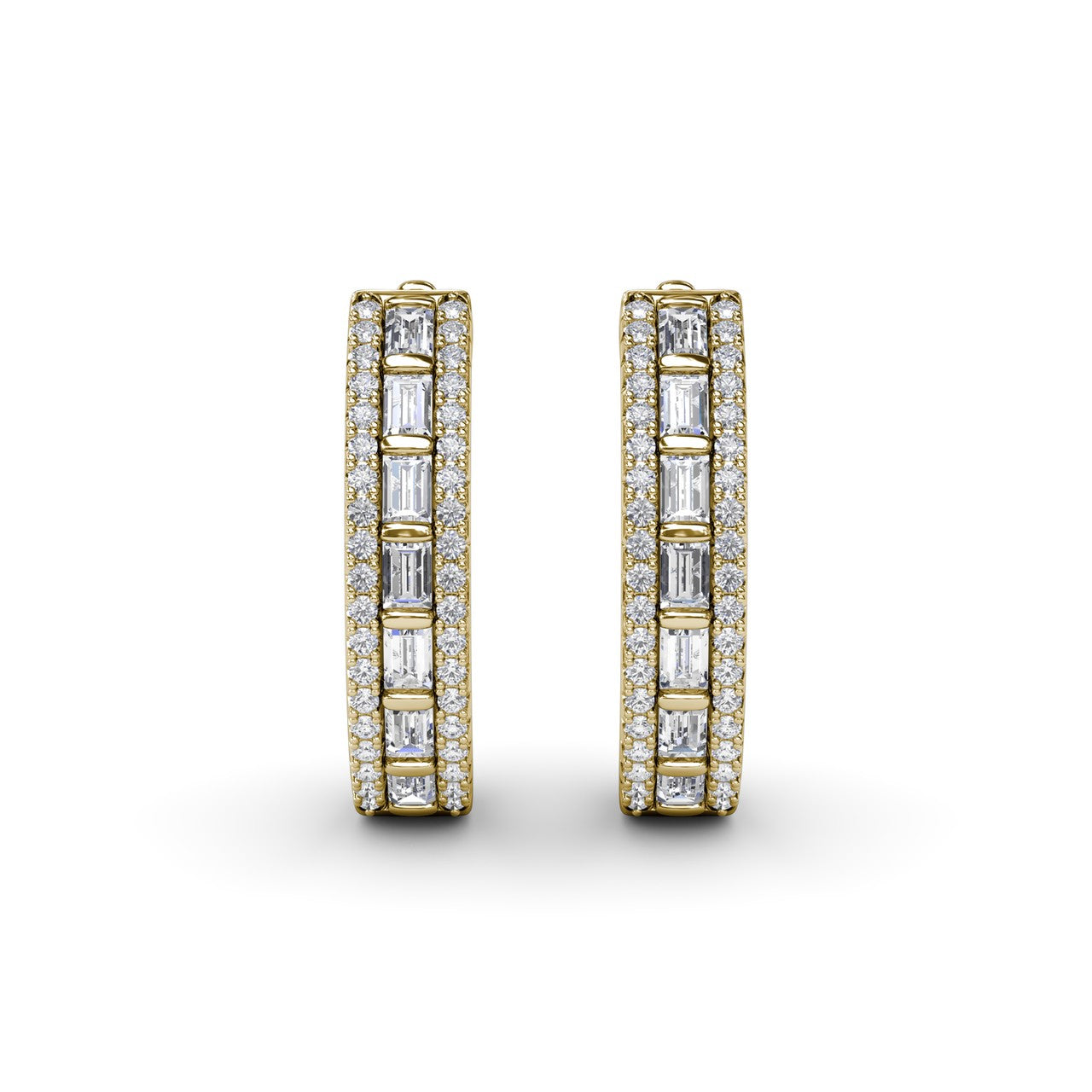 Bar-Set Baguette Diamond Hoops