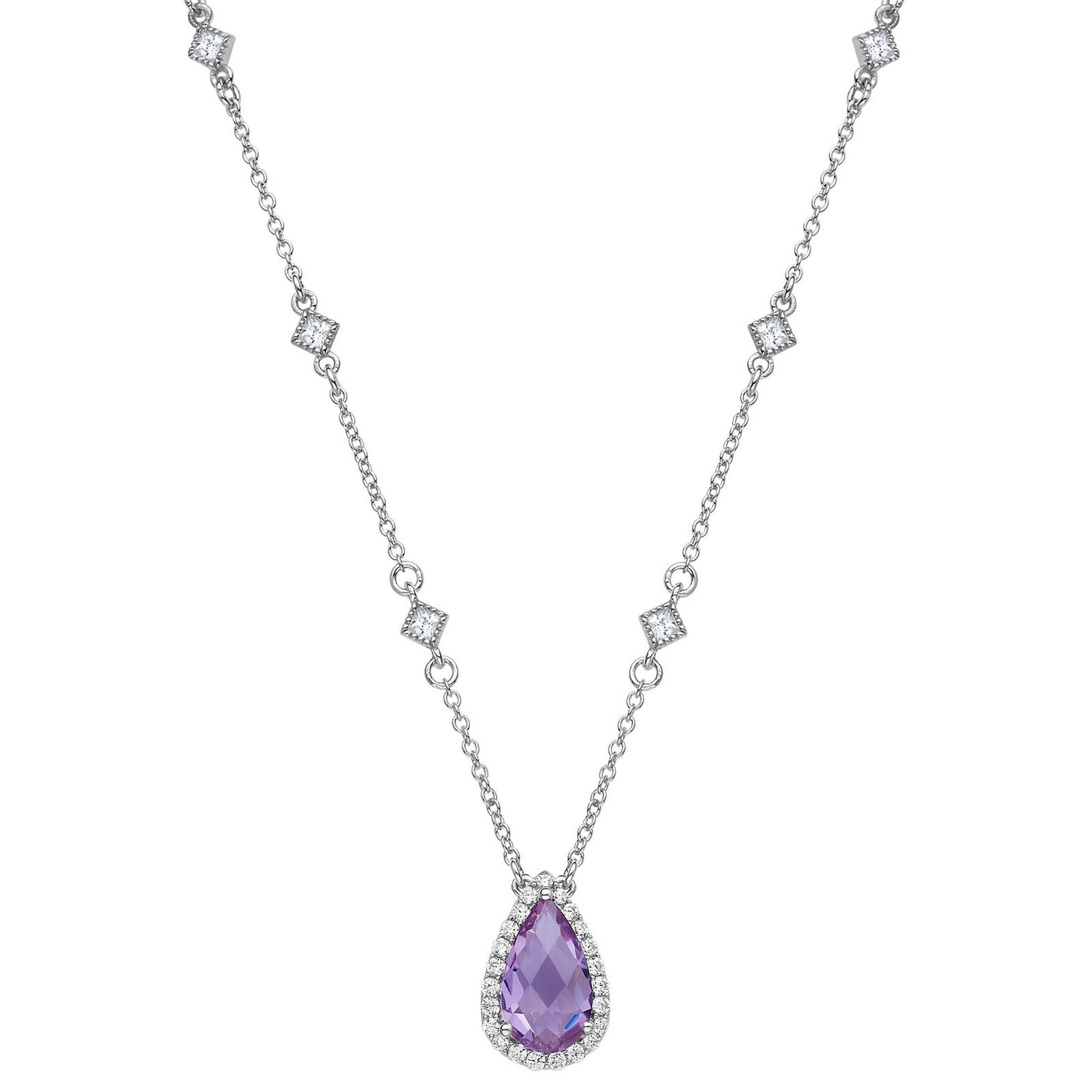 Genuine Amethyst Halo Necklace
