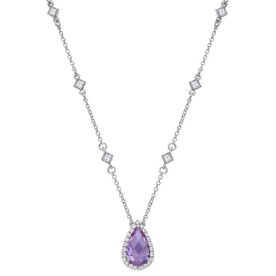 Genuine Amethyst Halo Necklace
