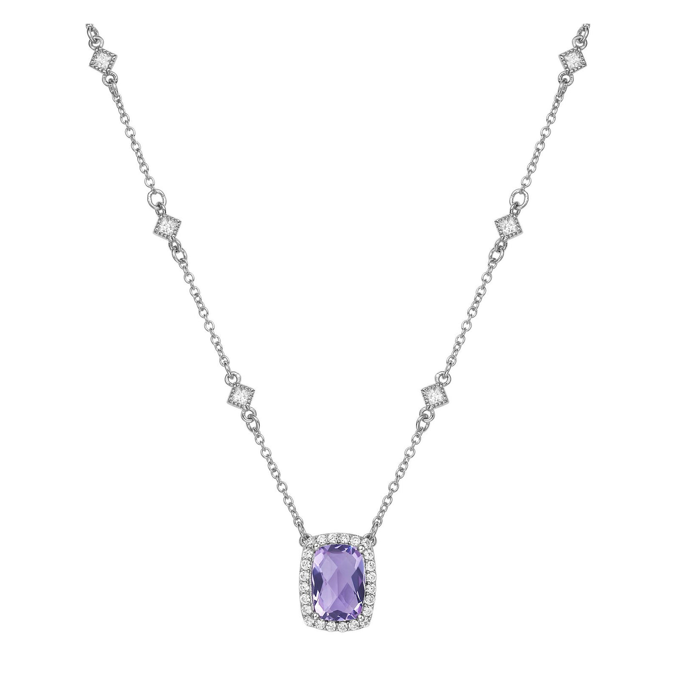 Genuine Amethyst Halo Necklace