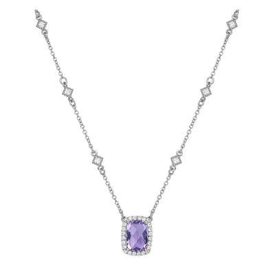 Genuine Amethyst Halo Necklace
