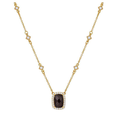 Genuine Smoky Quartz Halo Necklace