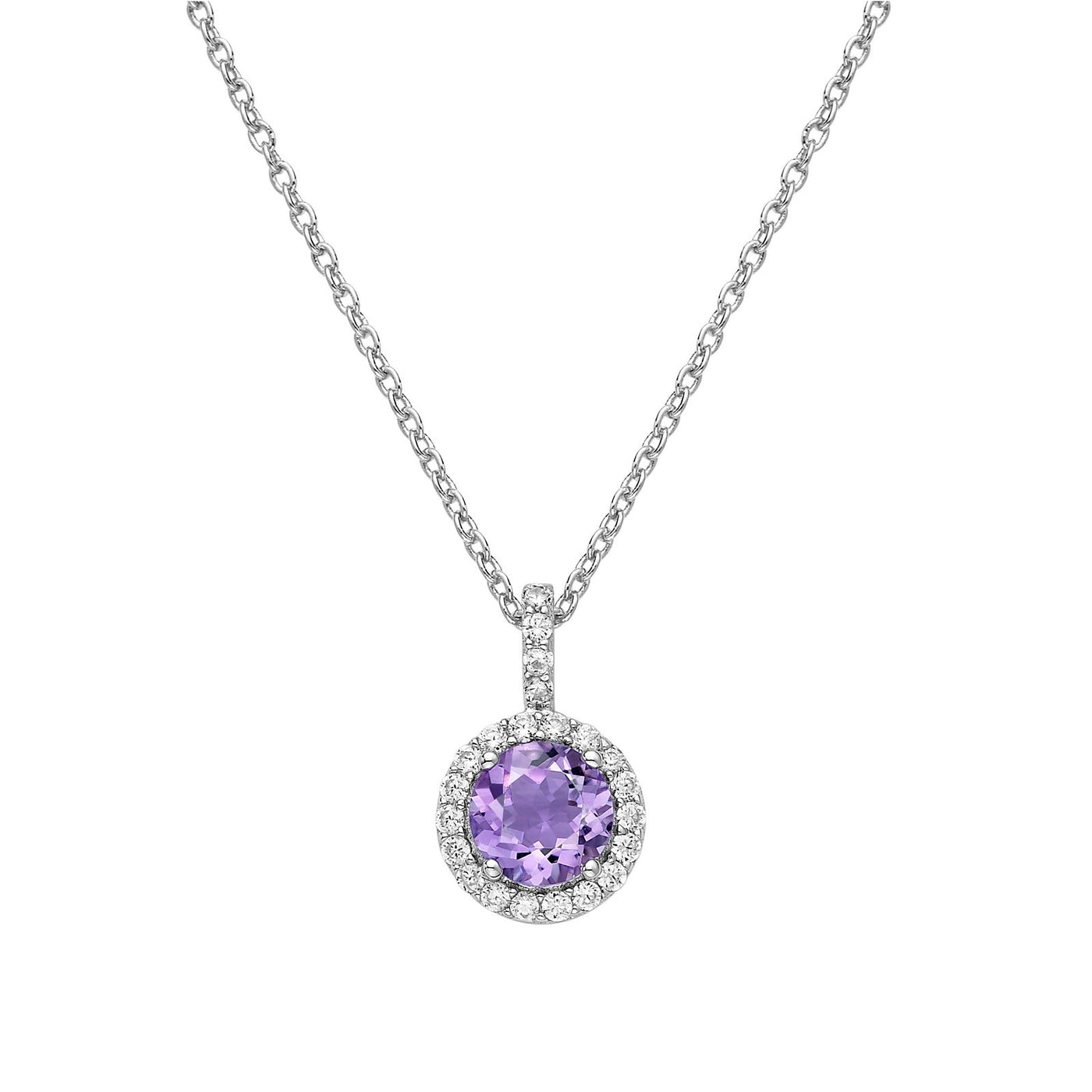 Genuine Amethyst Halo Necklace
