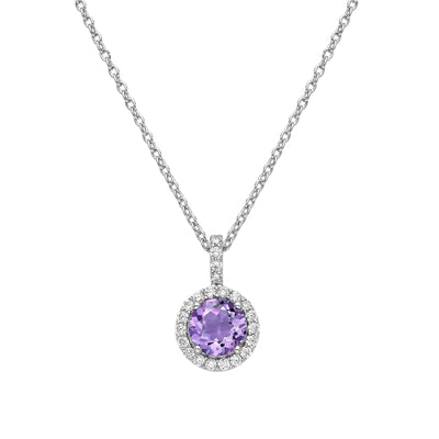 Genuine Amethyst Halo Necklace