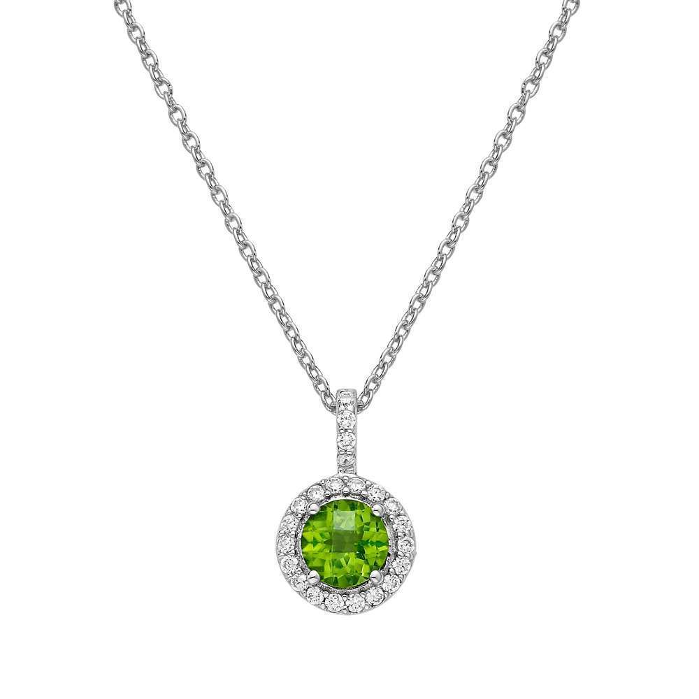 Genuine Peridot Halo Necklace