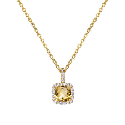 Genuine Citrine Halo Necklace