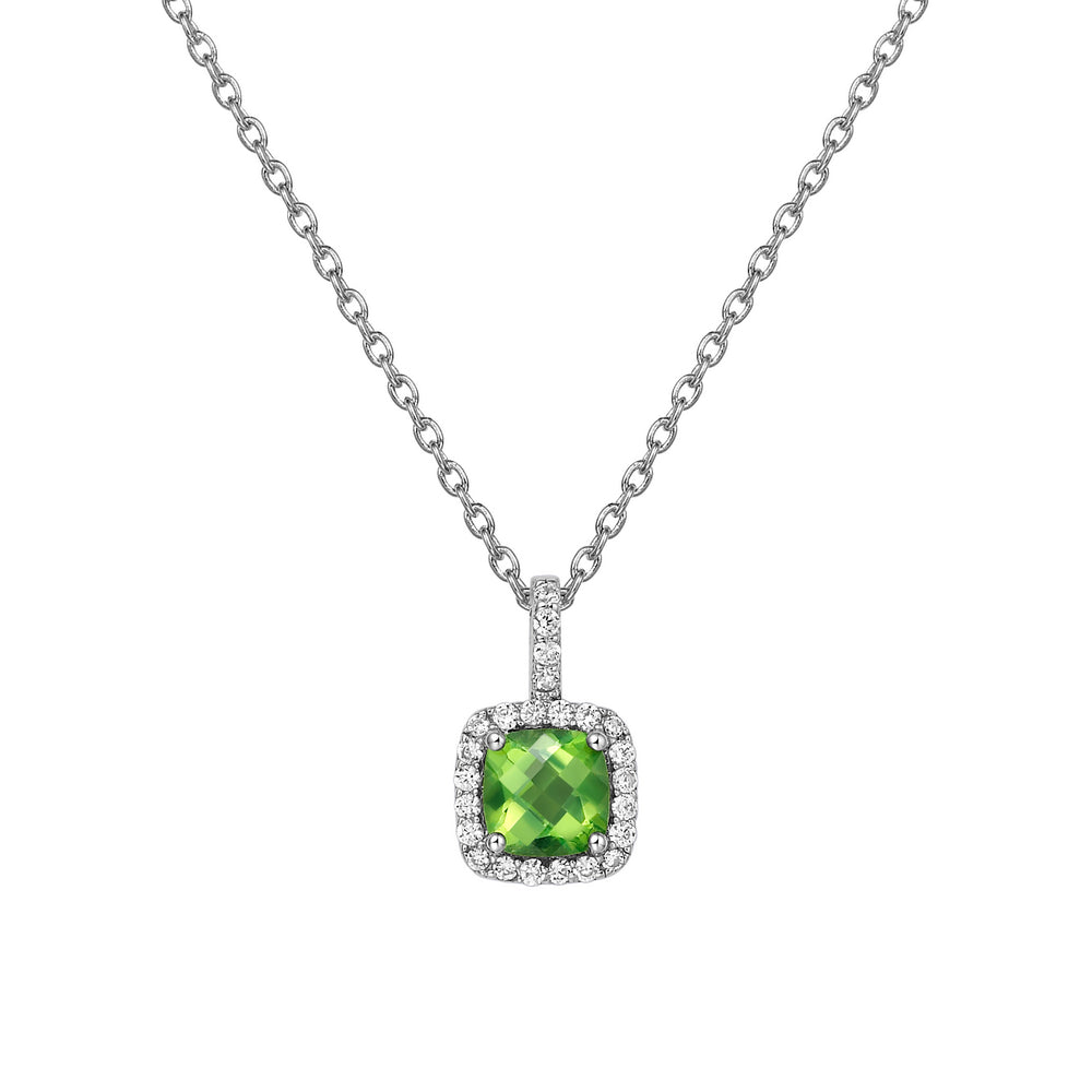 Genuine Peridot Halo Necklace