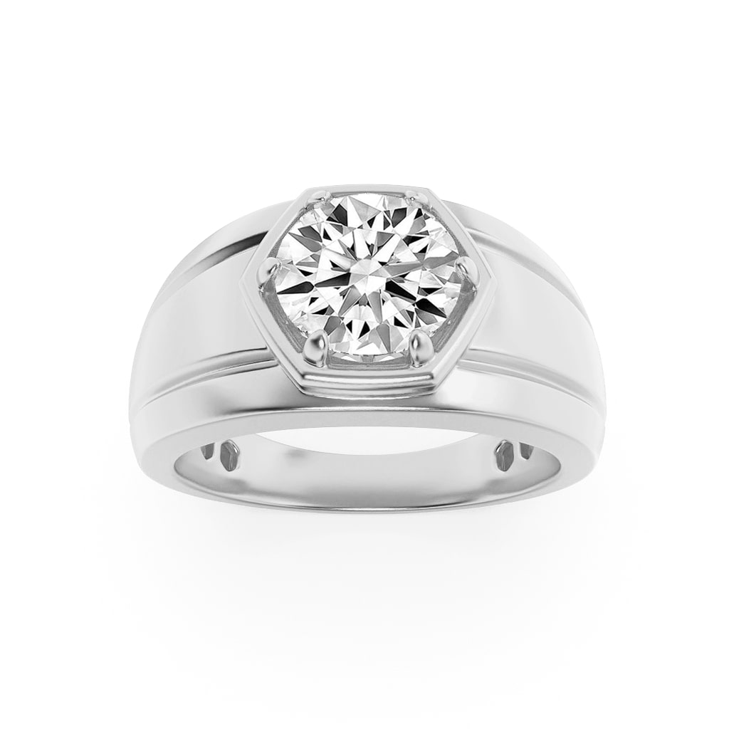 14KW 2ct F+VS Lab Diamond Mens Solitaire Ring