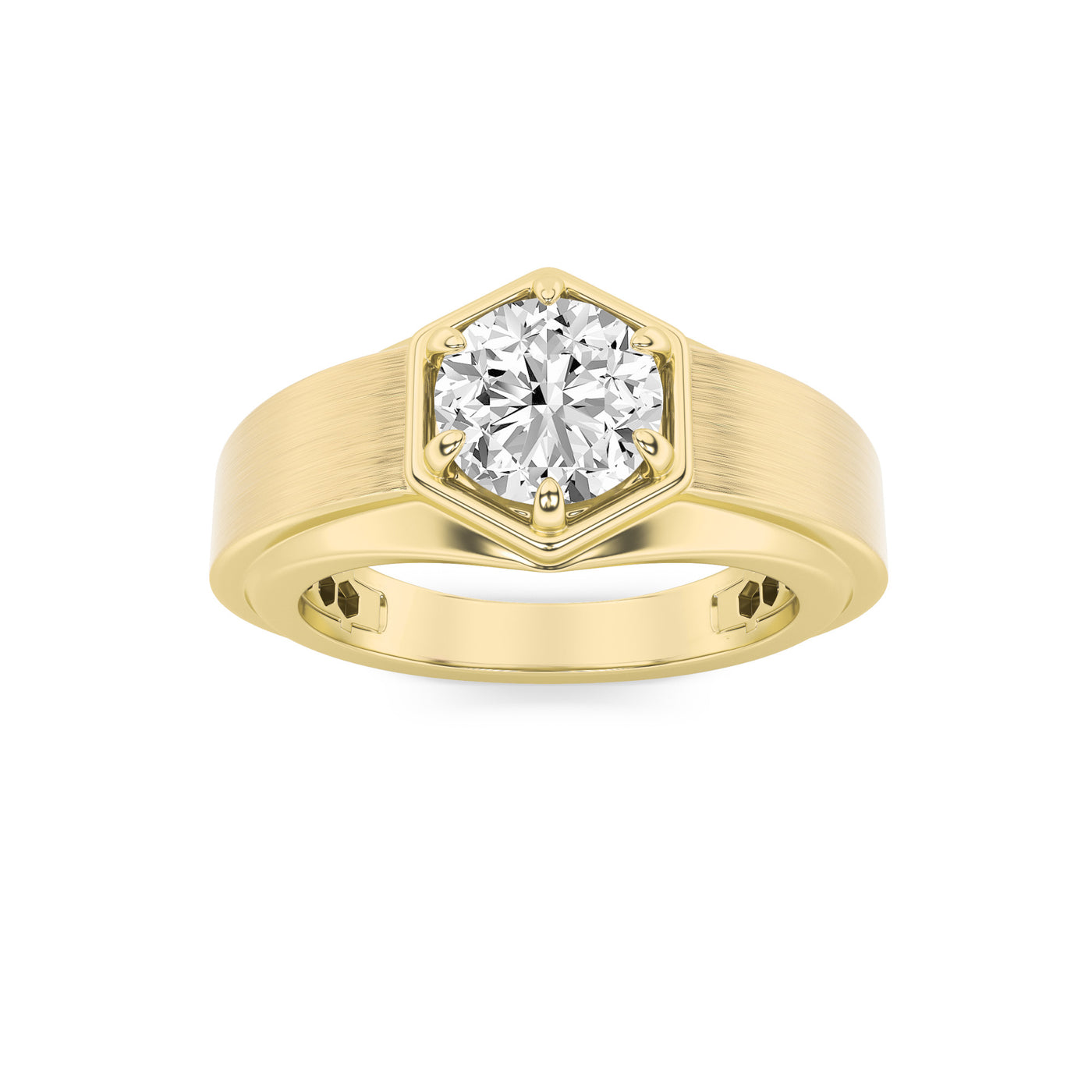 14KY 2ct Lab Diamond Solitaire Mens Ring