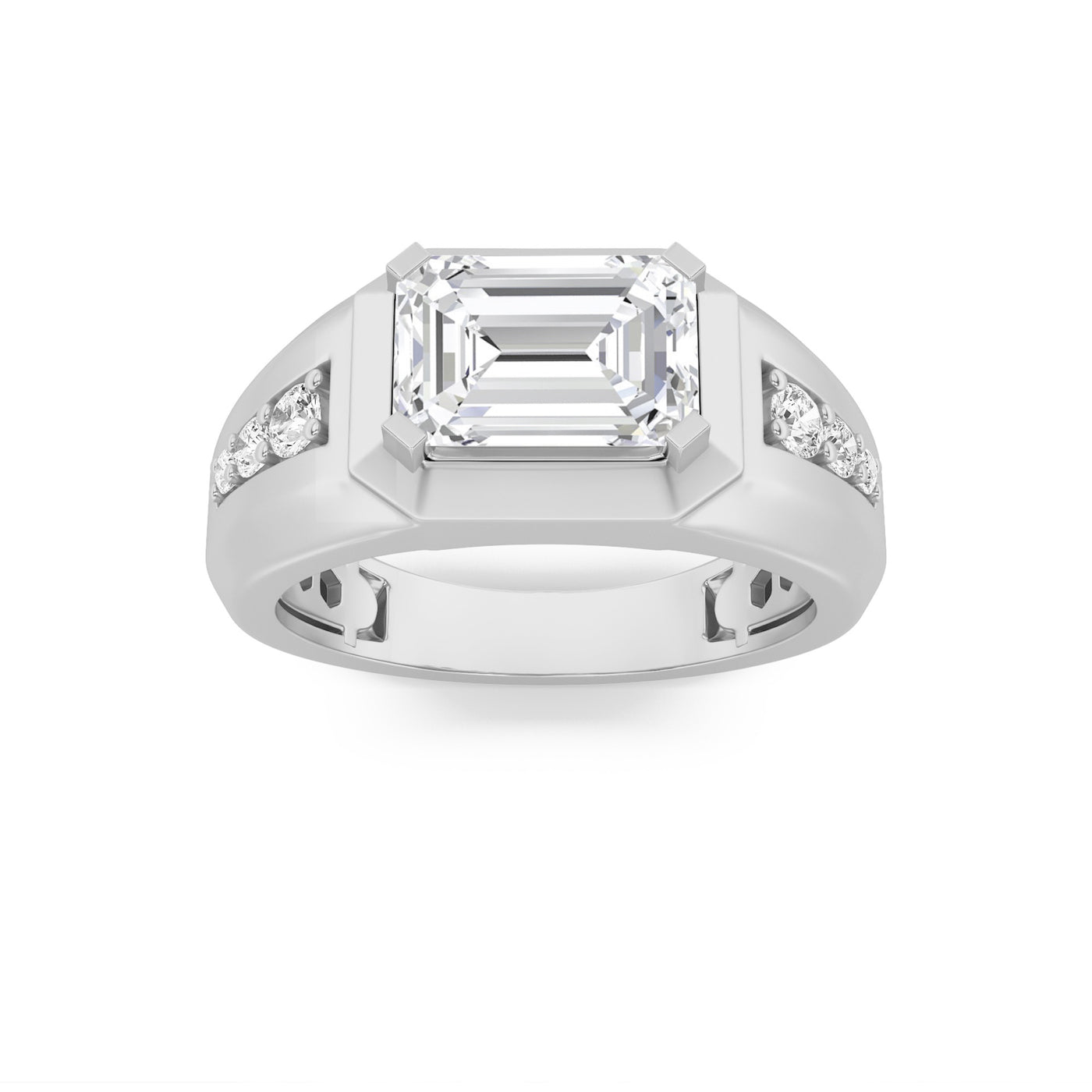 14KW 3.5ct Lab Diamond Mens Channel Ring