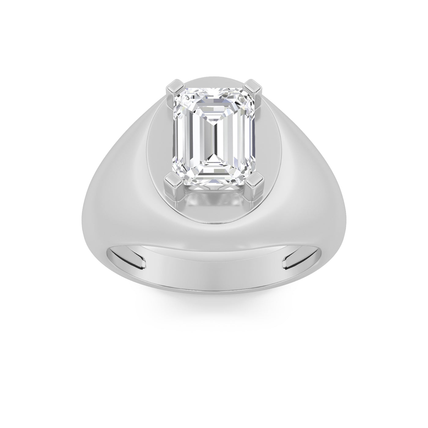 14K White Gold 3ct Lab Diamond Mens Solitaire Ring