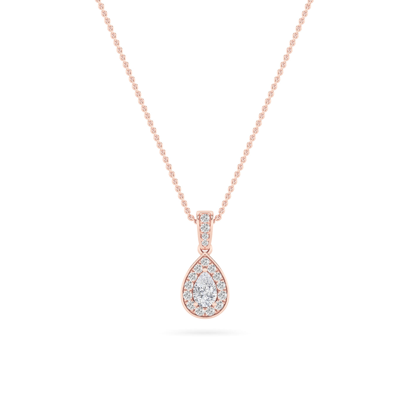 14K Rose Gold 0.8ct Lab Diamond Halo Pendant