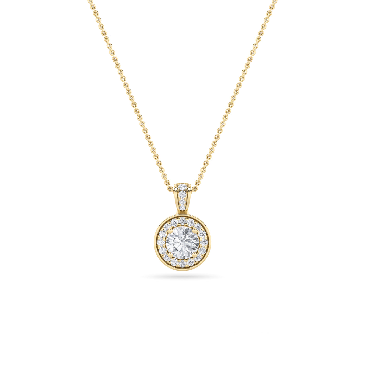 14KY 1.25ct Lab Diamond Halo Pendant