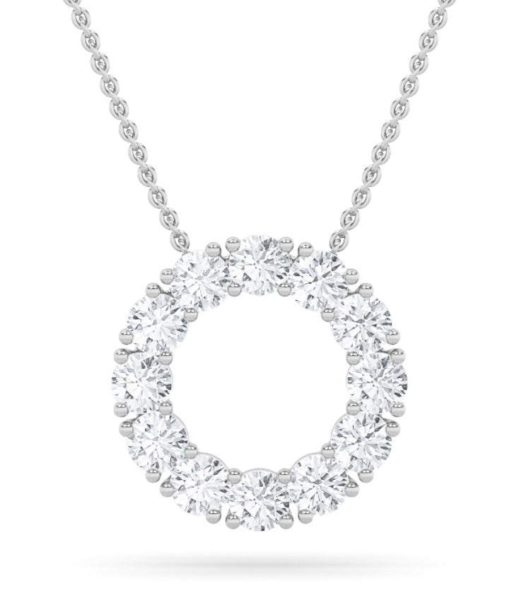 14K White Gold Lab Diamond Cluster Pendant 2.46ctw