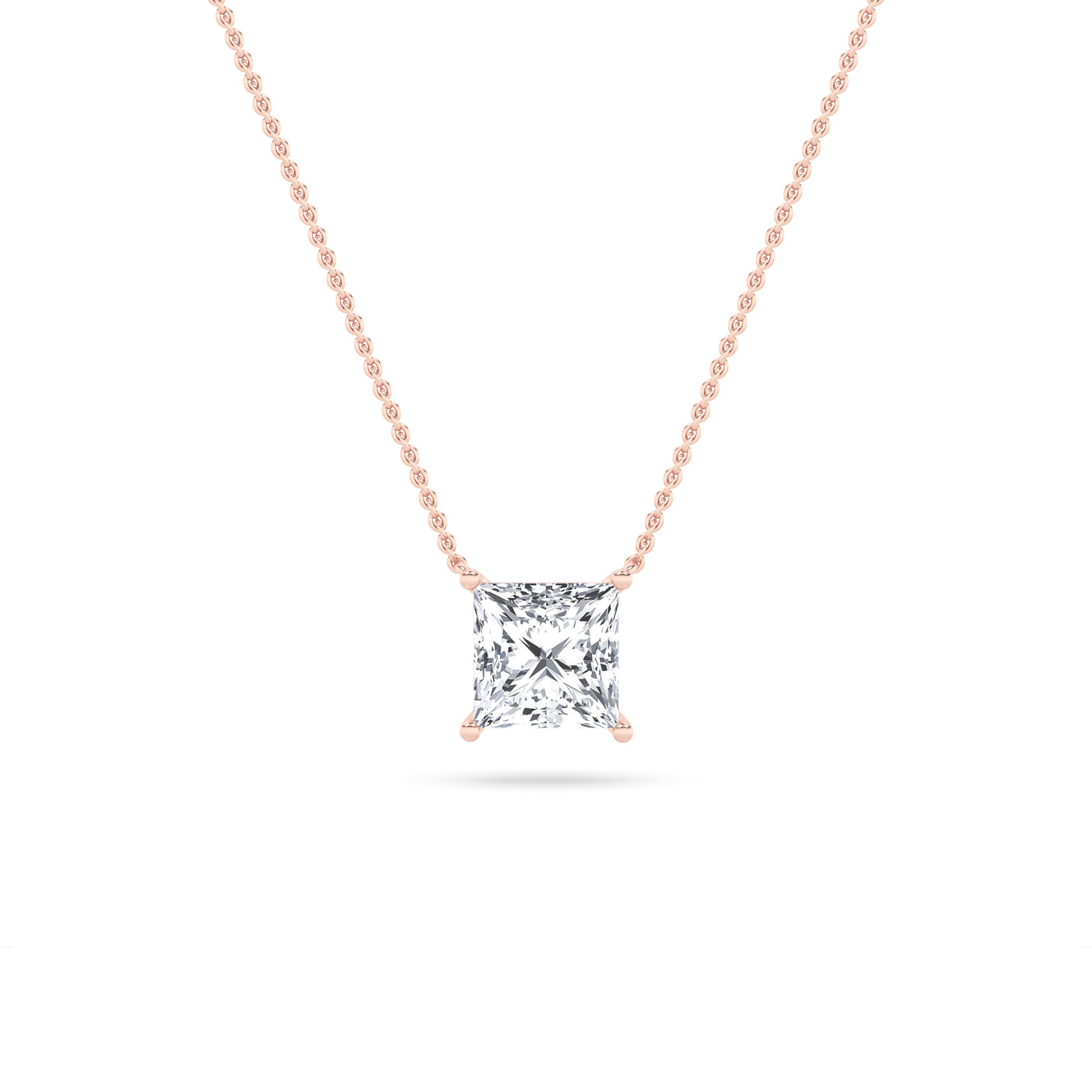 14KR 3ct Lab Diamond Solitaire Pendant Necklace