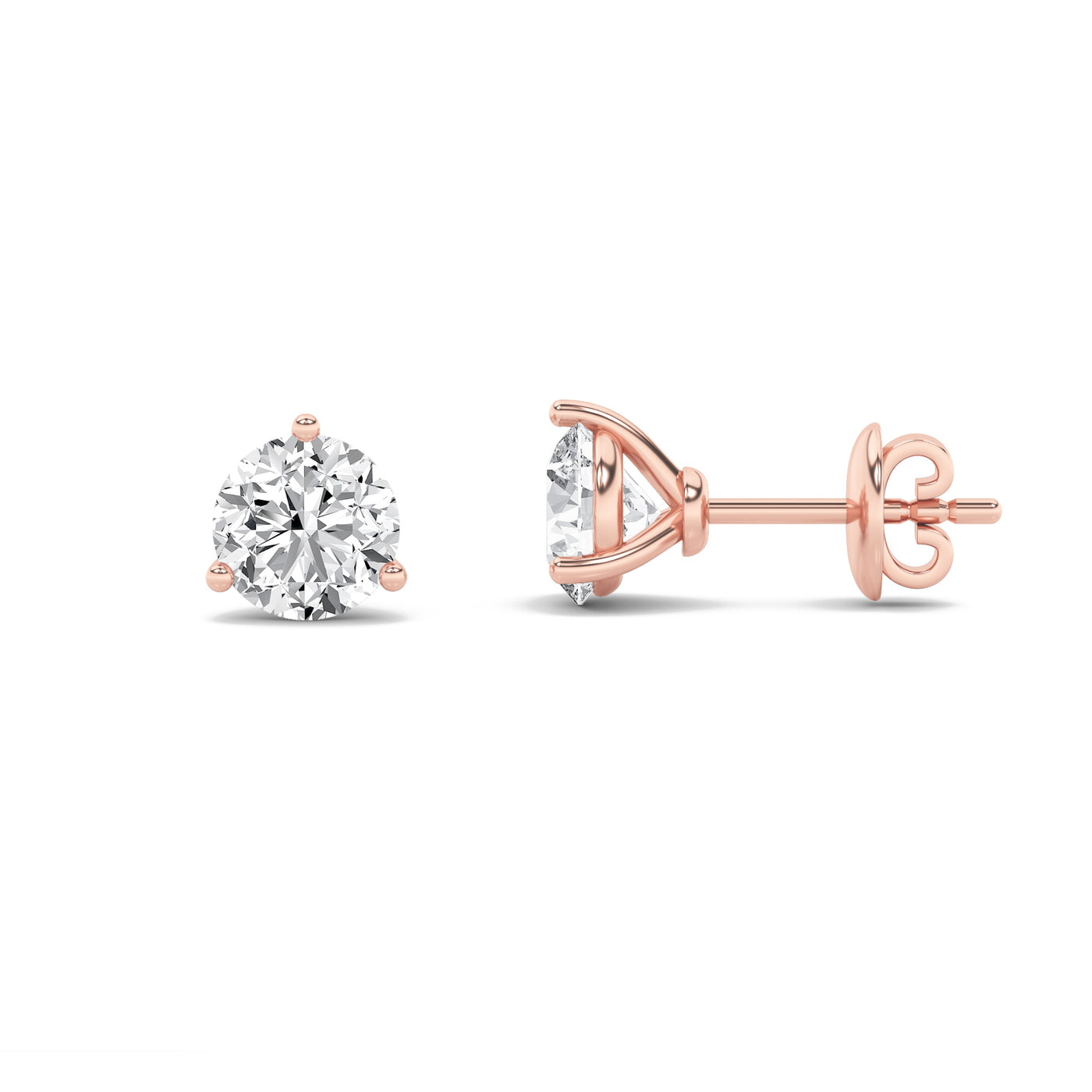 14K Rose Gold 5ctw Lab Diamond Stud Earrings F+VS+