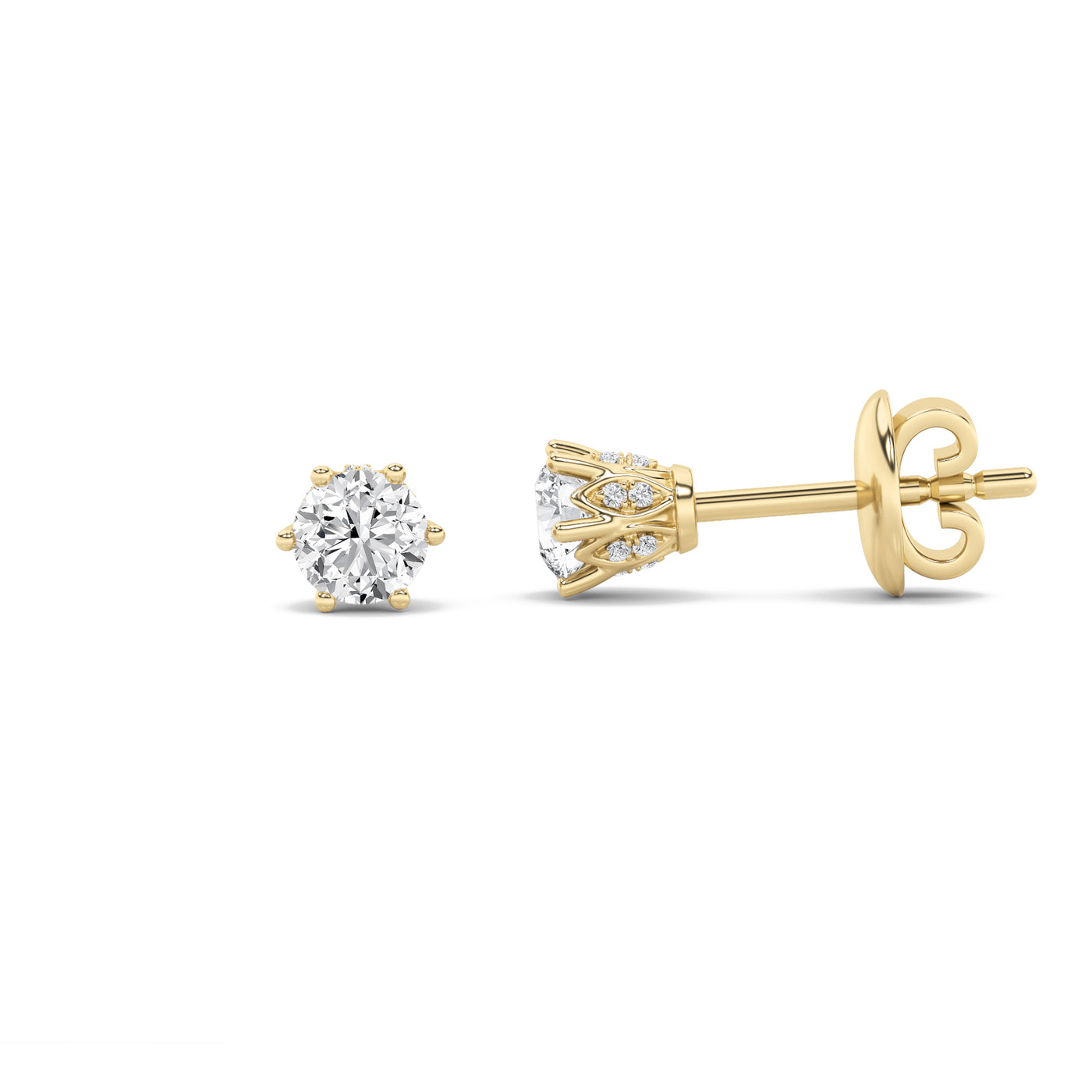 14KY 3ctw Lab Diamond Stud Earrings F+VS+ Brilliance