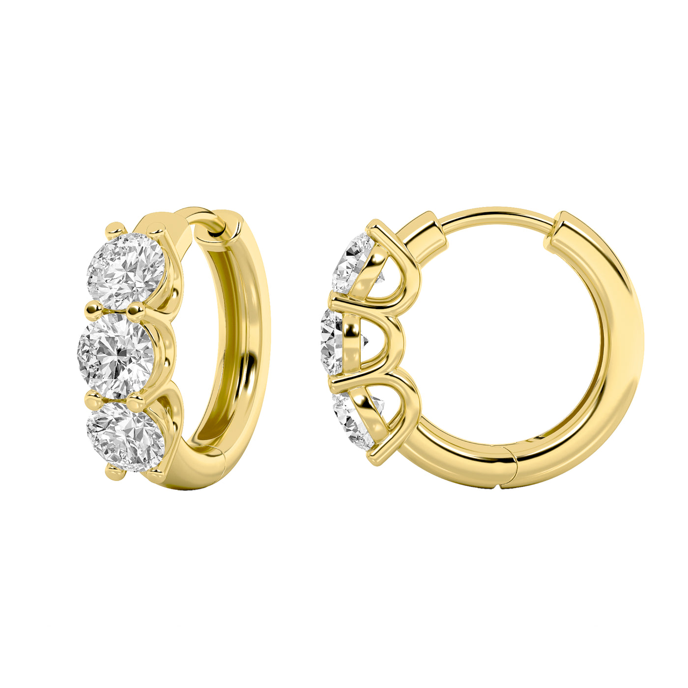 14KY Lab Diamond Huggie Earrings 2ctw F+VS+