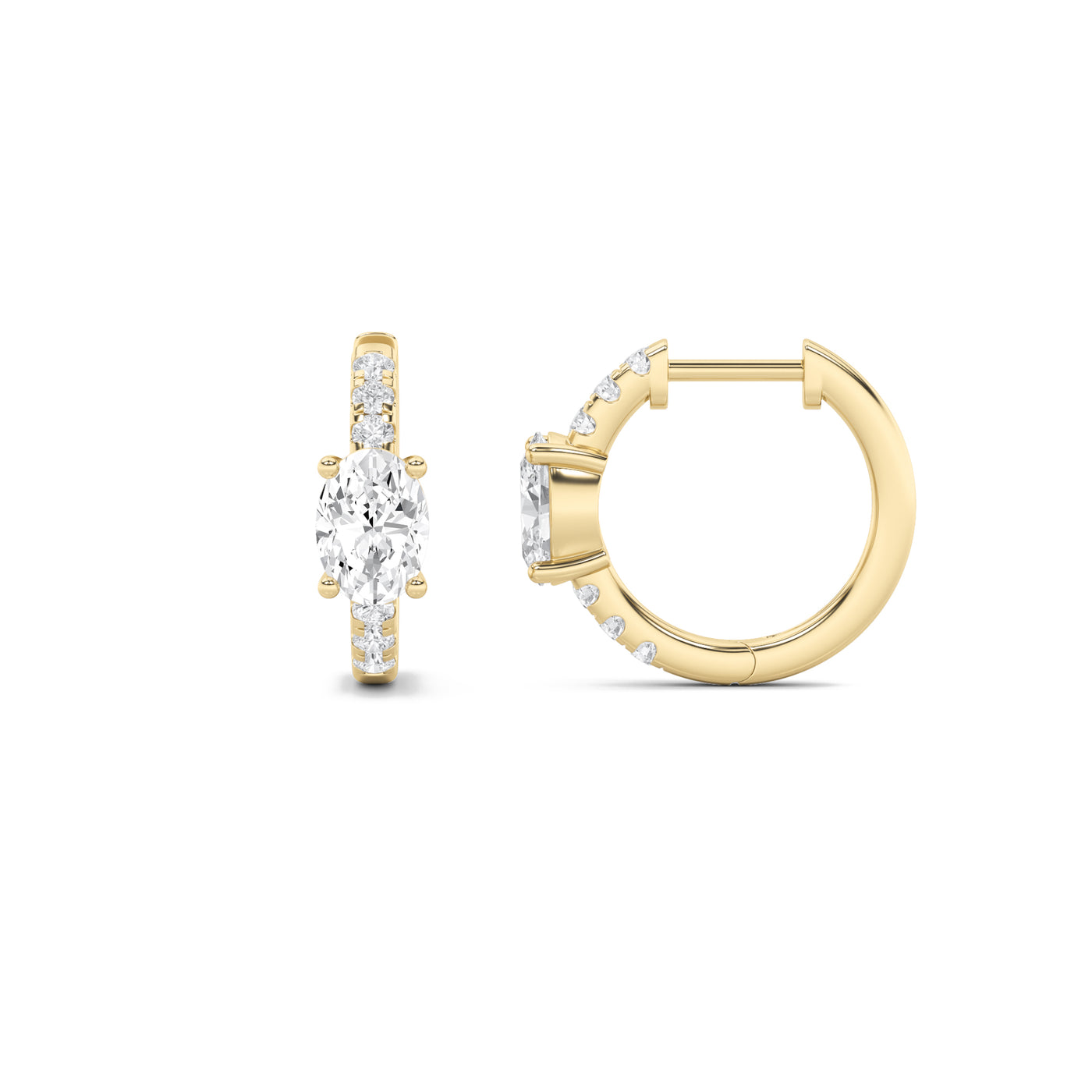 14KY Lab Diamond Oval Huggie Earrings 1.5ctw