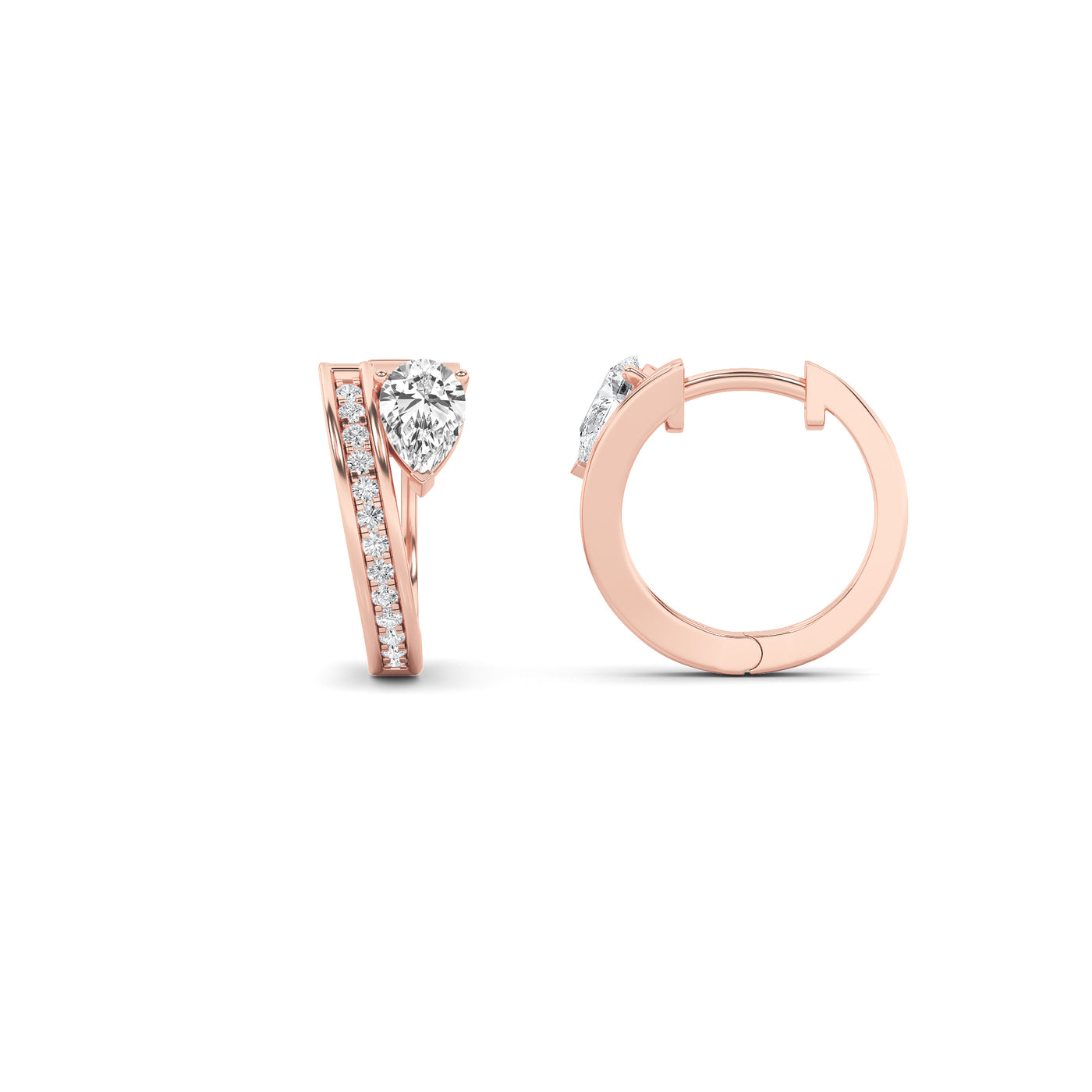 14KR 1.3ctw Lab Diamond Pear Huggie Earrings