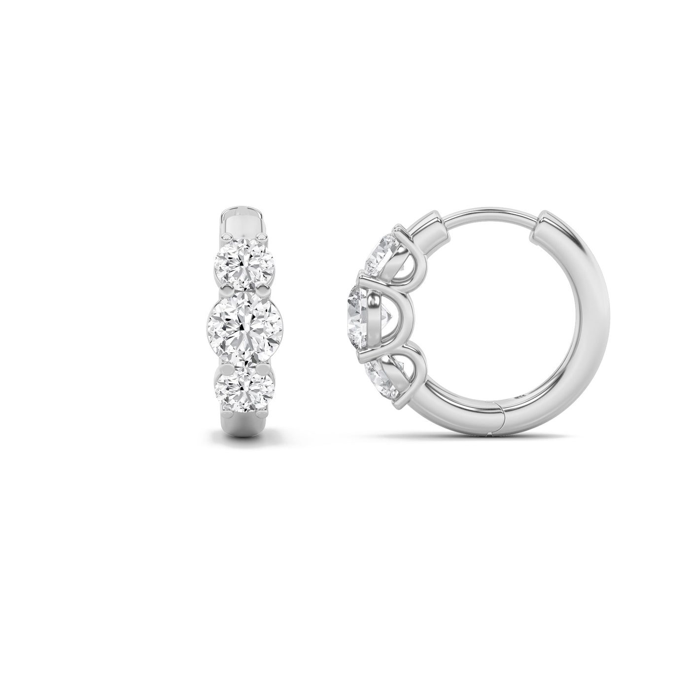 14K White Gold 2ctw F+ VVS Lab Diamond Huggie Earrings