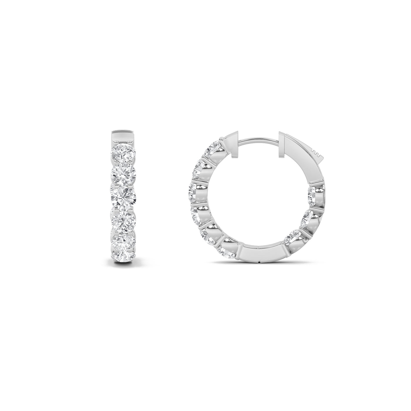 14KW 3ct F+VS Lab Diamond Huggie Earrings