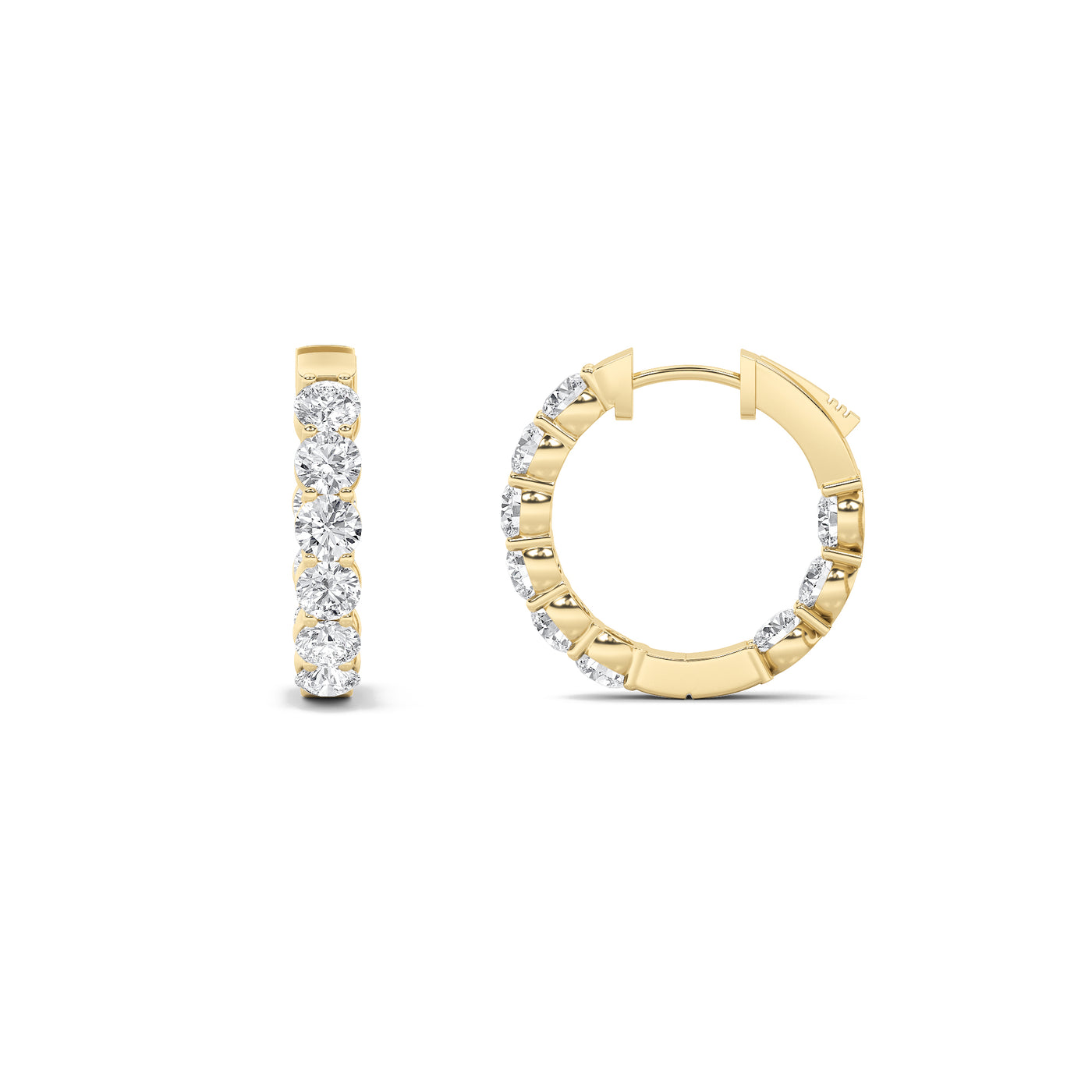 14KY 5ctw F+VS+ Lab Diamond Huggie Earrings