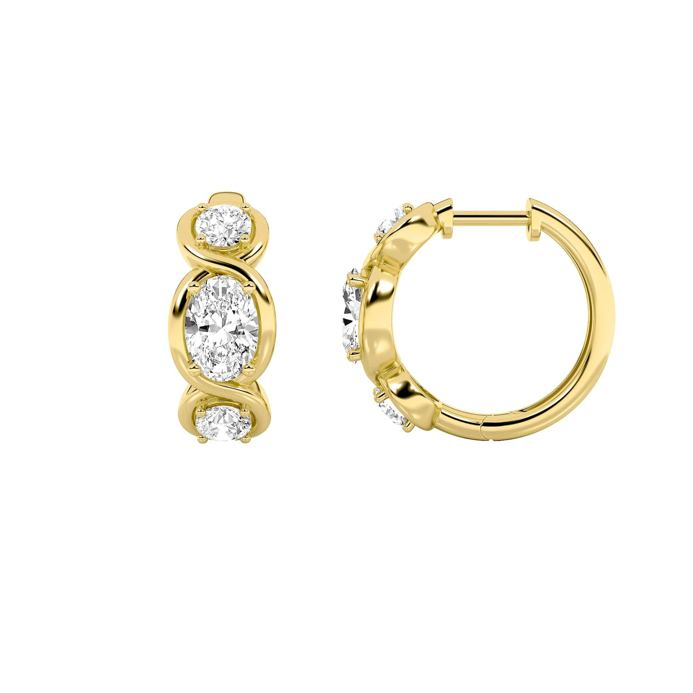 14KY Lab Diamond Oval Studs 2.5ctw G+VS+ Earrings
