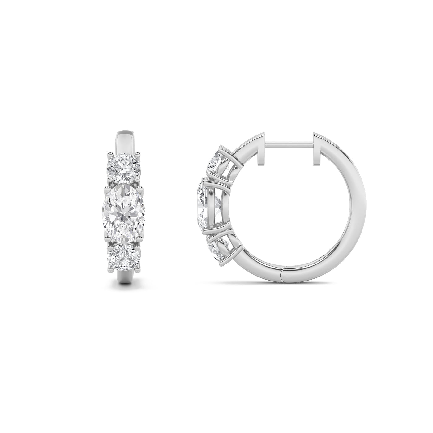 14KW Lab Diamond Oval Huggie Earrings 2.5ctw
