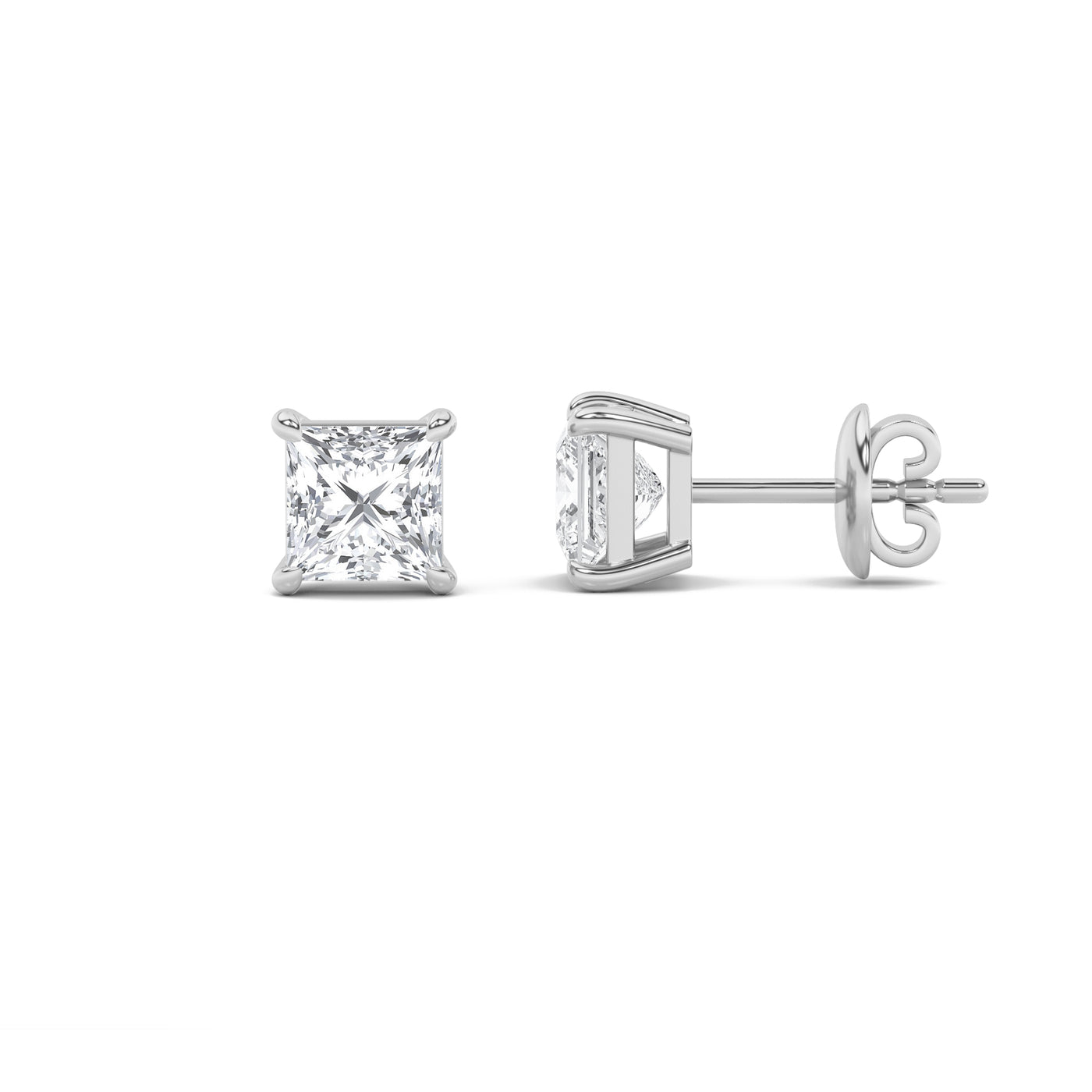 14KW 4ctw Lab Diamond Stud Earrings F+VS+ Solitaire
