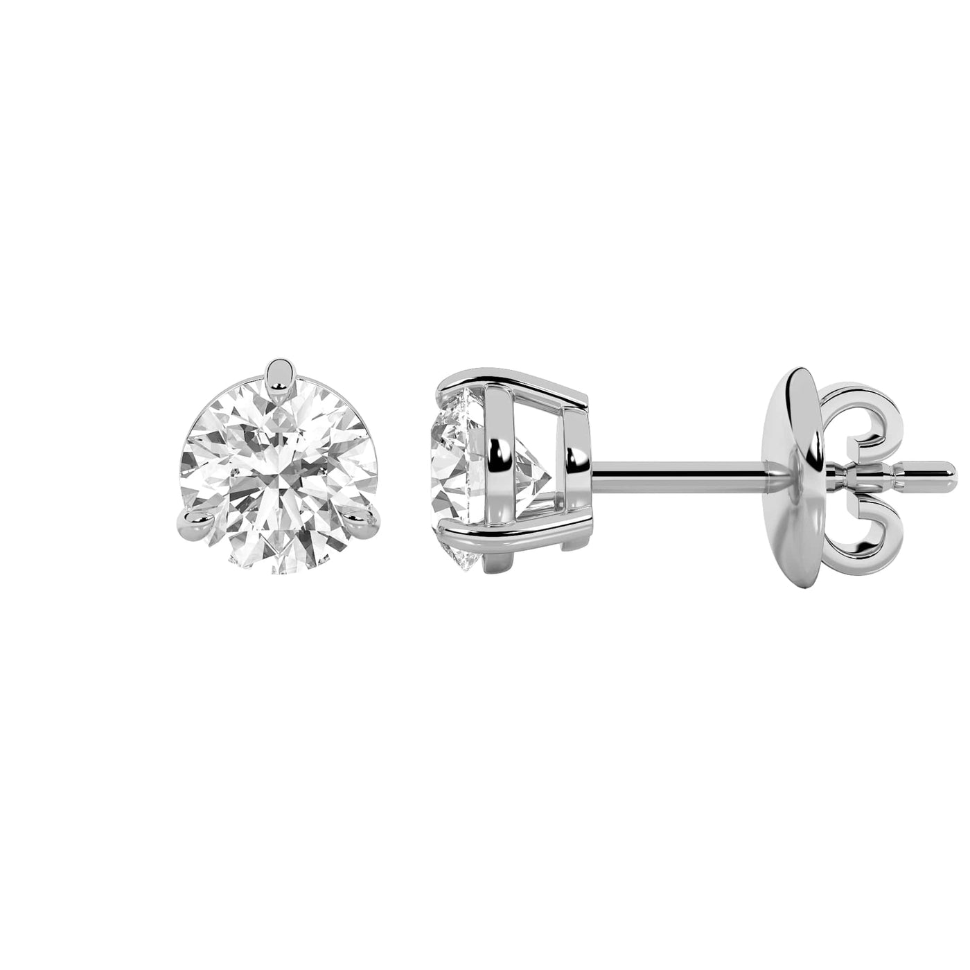 14KW 3ctw Lab Diamond Stud Earrings F+ VVS+