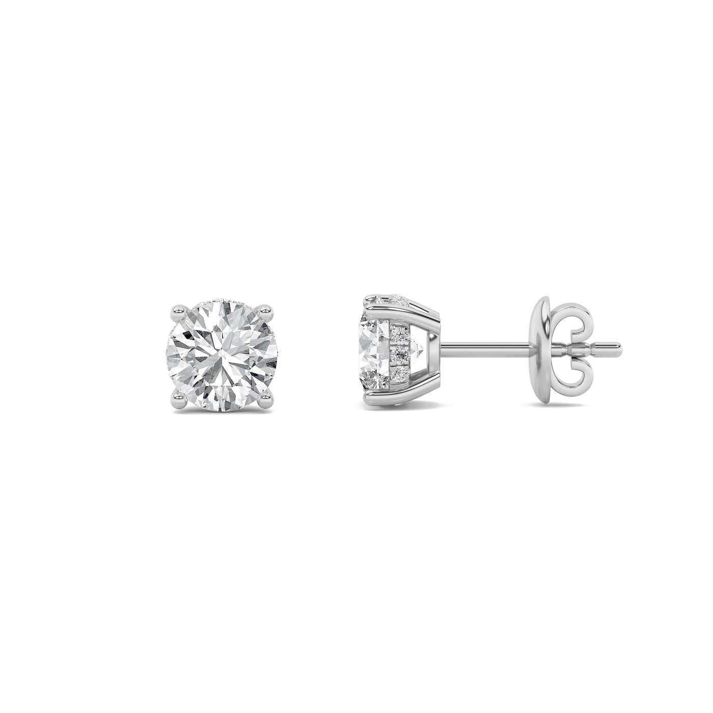14KW 5ctw Lab Diamond Stud Earrings F+VS+ Premium