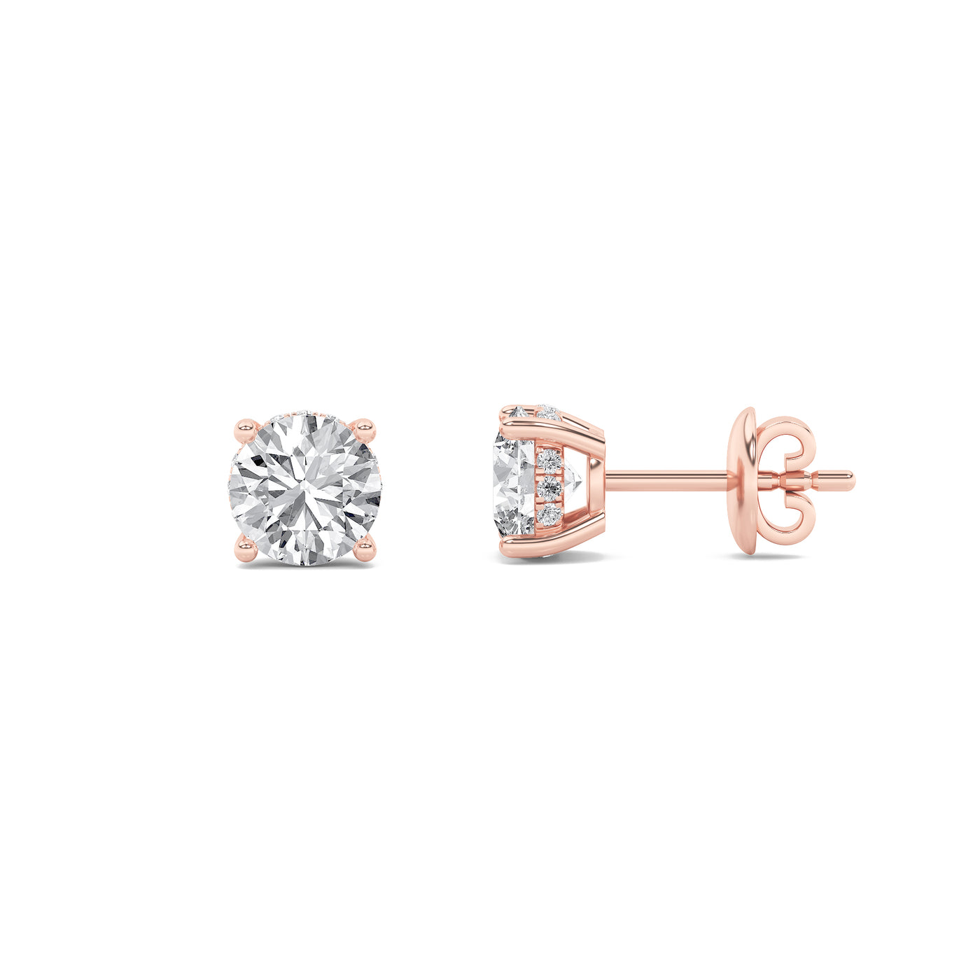 14K Rose Gold 5ctw Lab Diamond Stud Earrings F+VS+