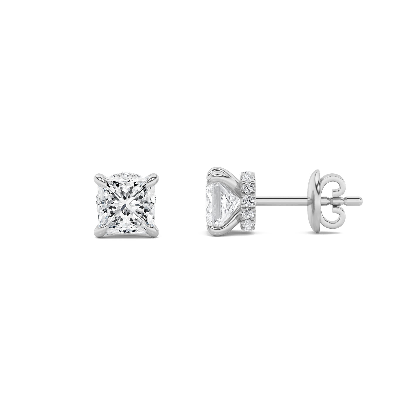 14KW 3ctw Lab Diamond Stud Earrings F+VS+