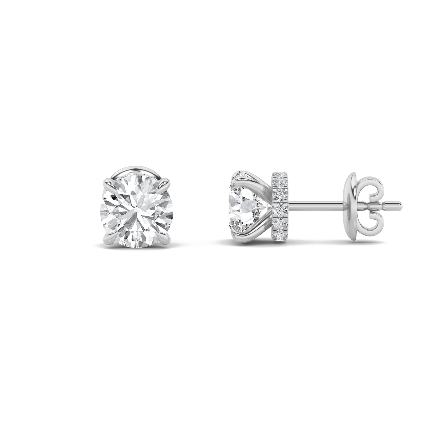 14KW 2ct Lab Diamond Stud Earrings F+ VVS+