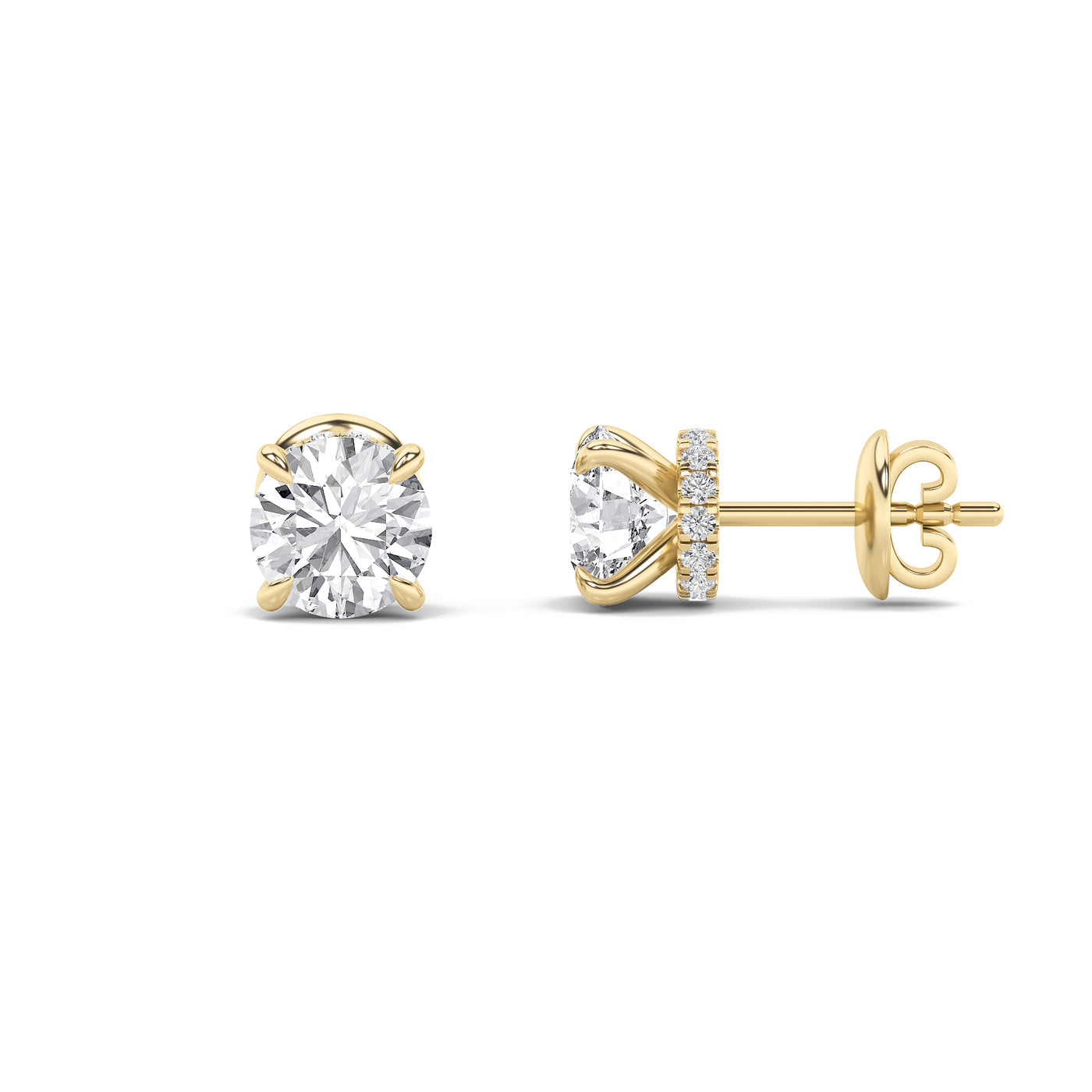 14KY 3ctw Lab Diamond Stud Earrings F+VS+ Brilliance