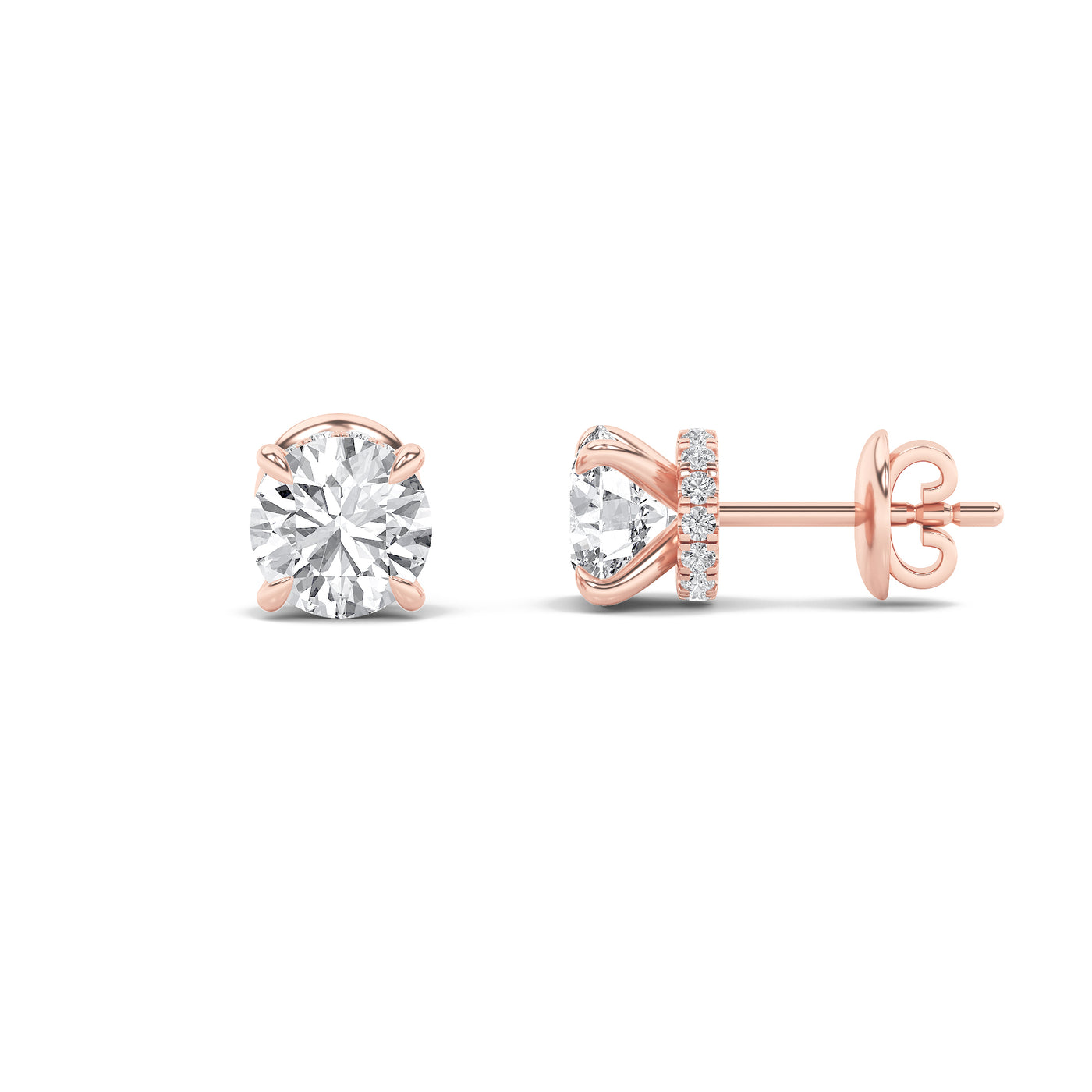 14KR 3ctw Lab Diamond Stud Earrings F+VS+