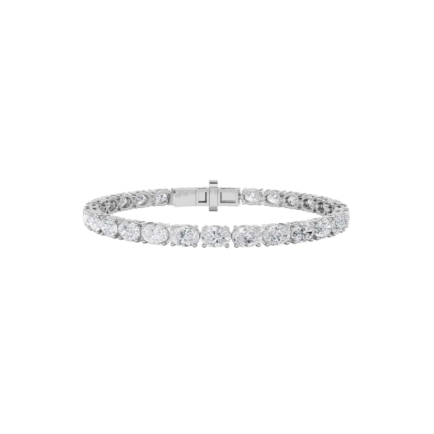 14KW 12ctw Lab Diamond Oval Tennis Bracelet