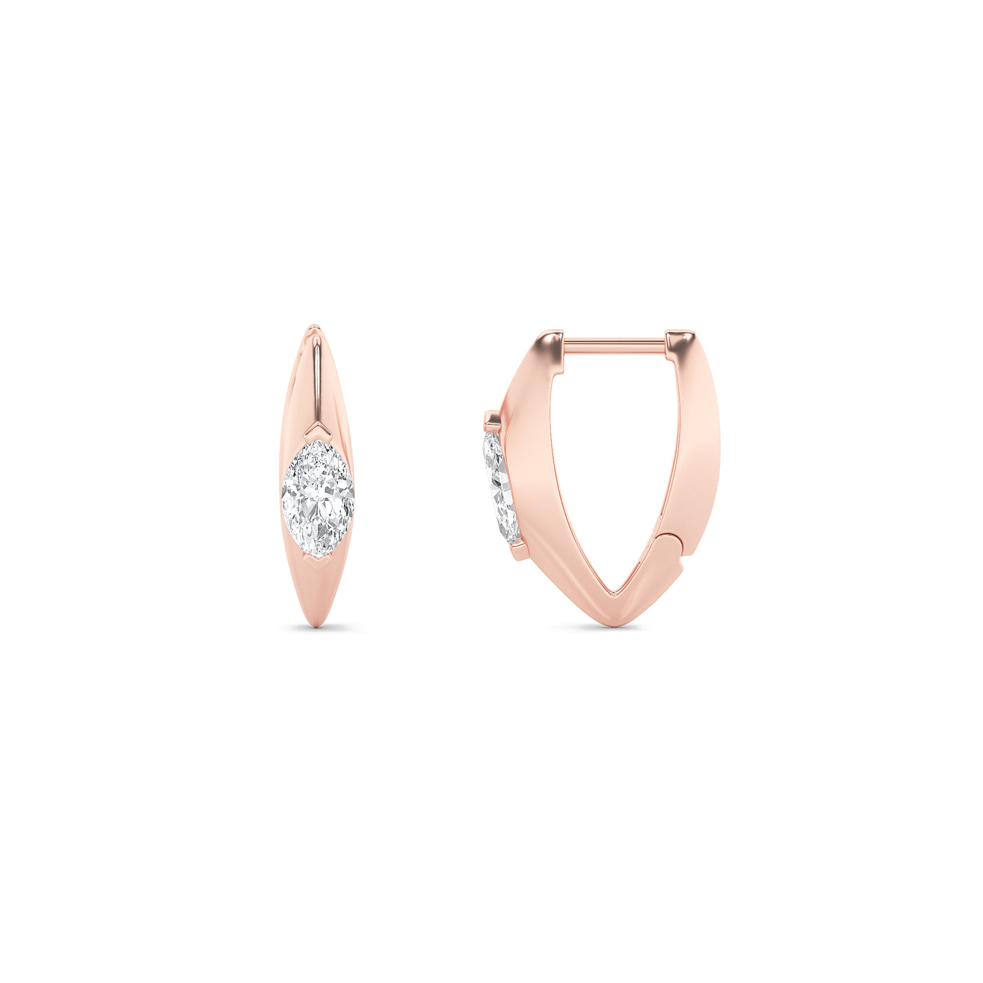 14KR 1ctw Lab Diamond Marquise Huggie Earrings