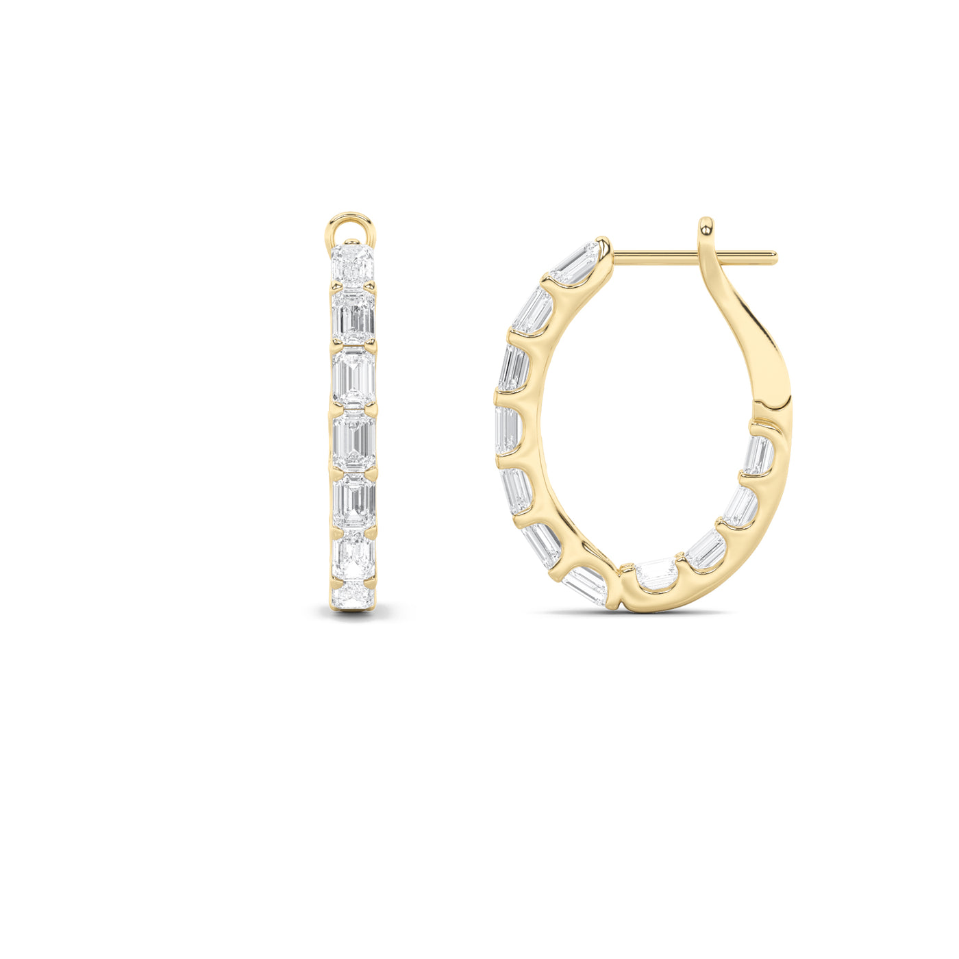 14KY Lab Diamond Hoop Earrings 4.7ctw G+VS+ Premium