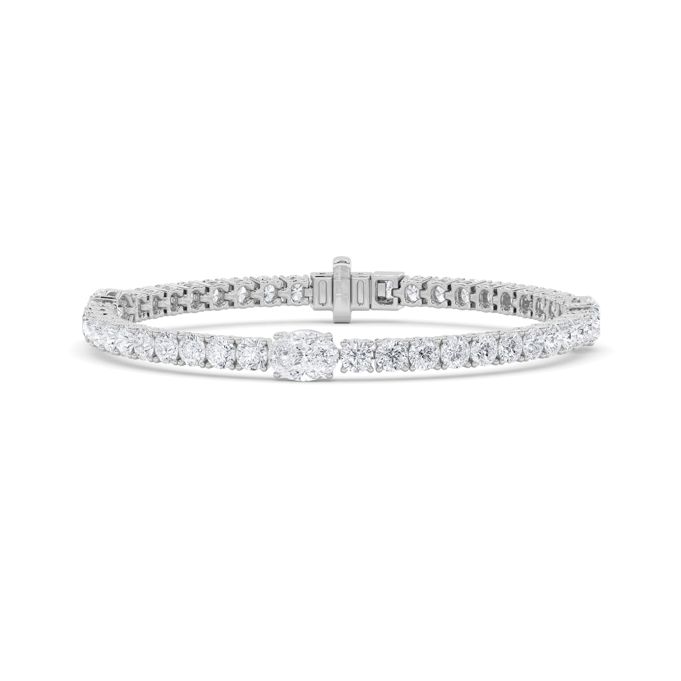 14KW 10ctw Lab Diamond Tennis Bracelet Oval F+VS+