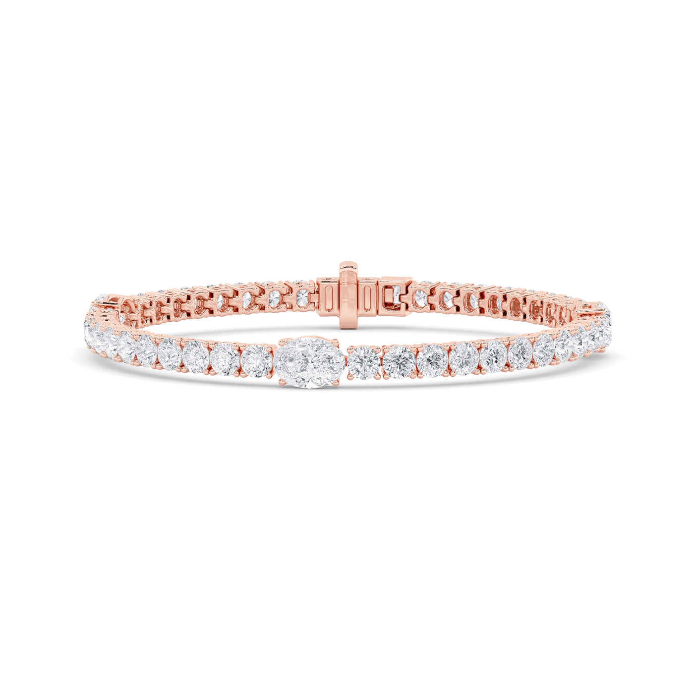 14K Rose Gold 10ctw Lab Diamond Tennis Bracelet F+VS+