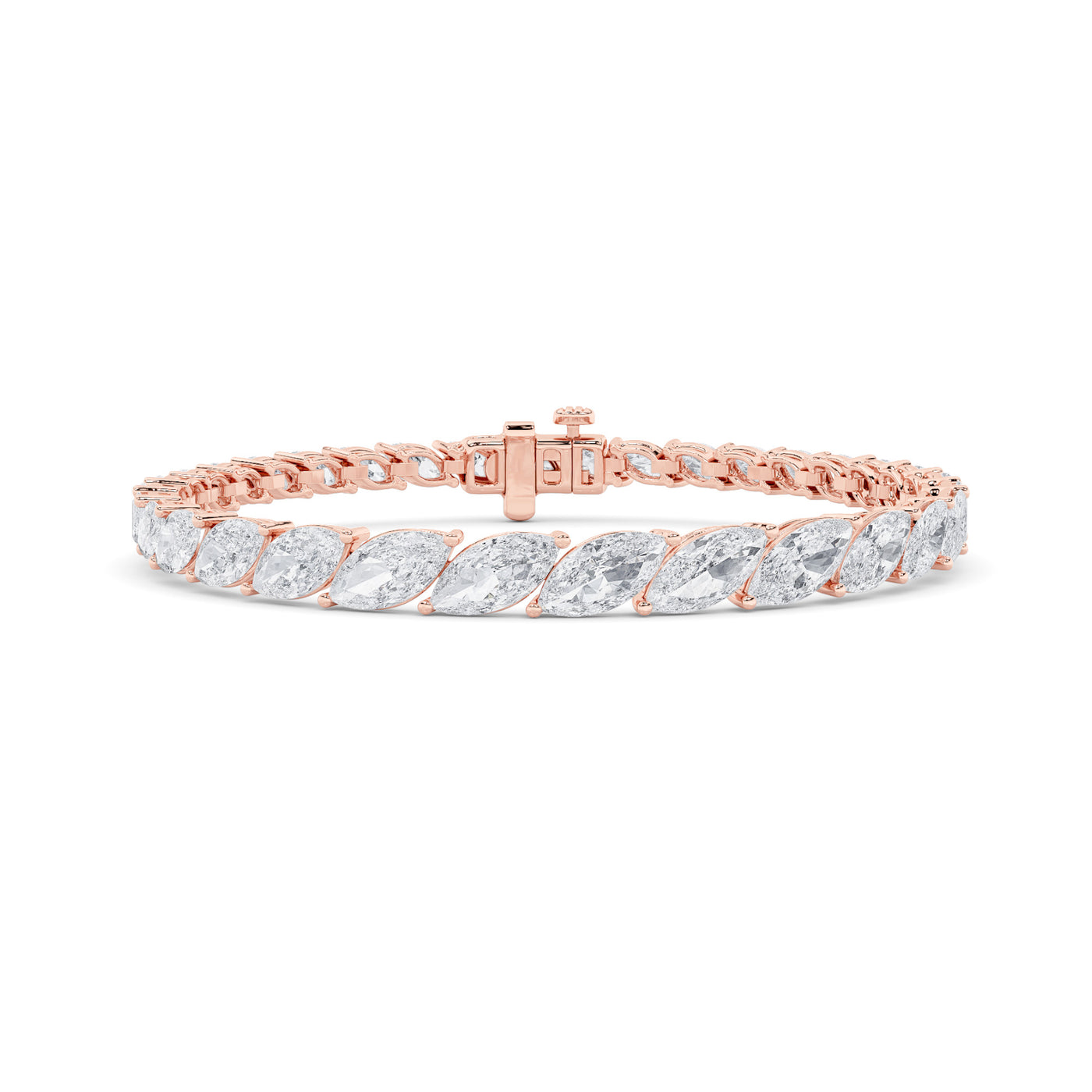 14KR 13ctw Lab Diamond Tennis Bracelet F+VS+ Marquise