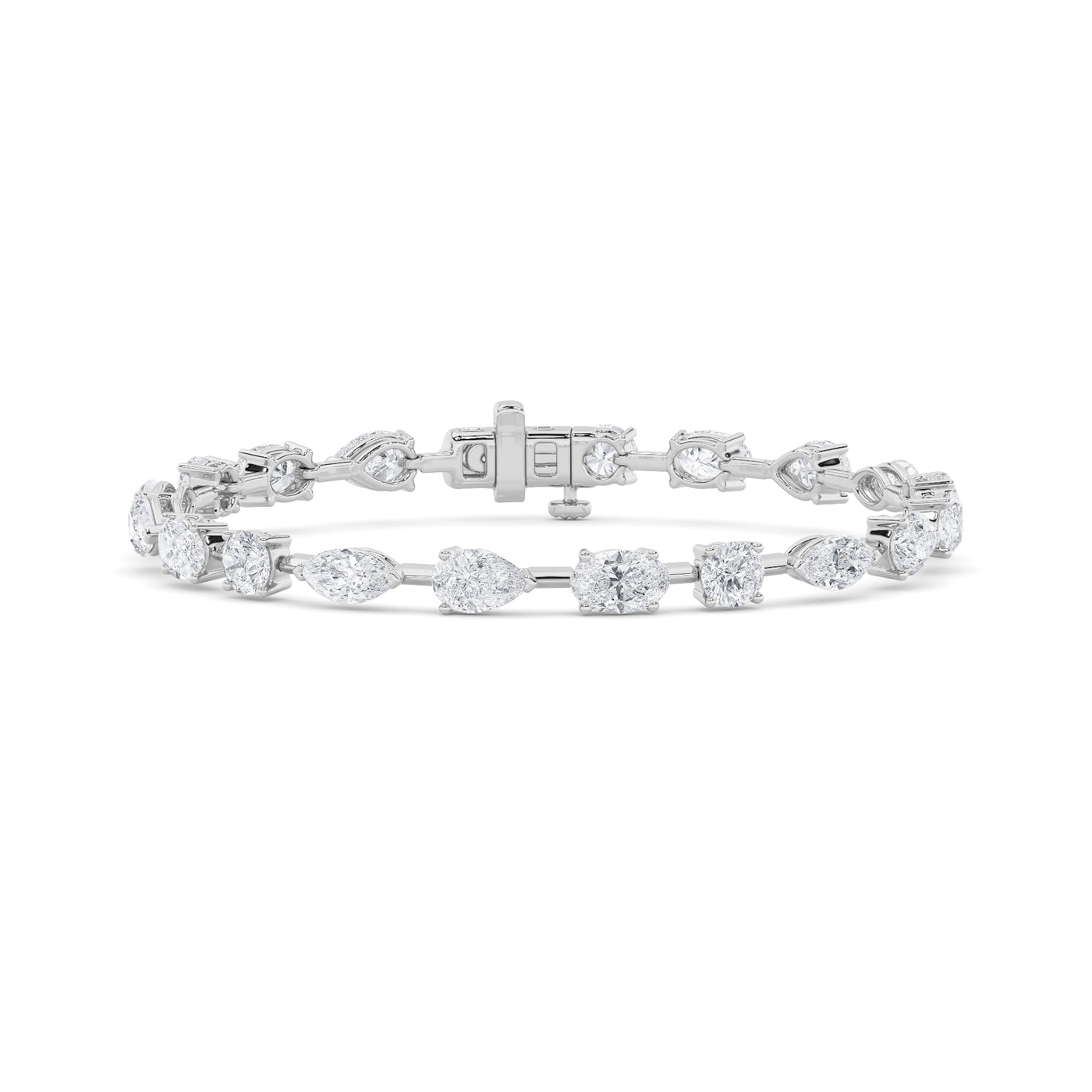 14K White Gold 7.5ct Lab Diamond Oval Tennis Bracelet