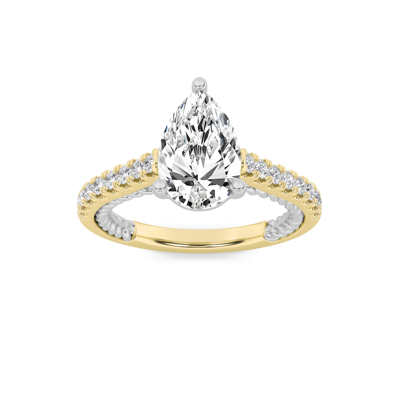 14K WY Lab Diamond Pear Solitaire Ring 2ct