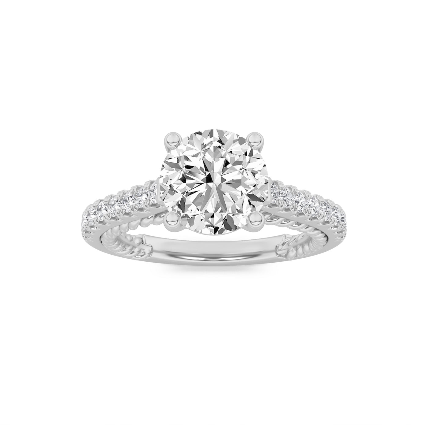 14KW 2ct F+ VS+ Lab Diamond Vintage Engagement Ring