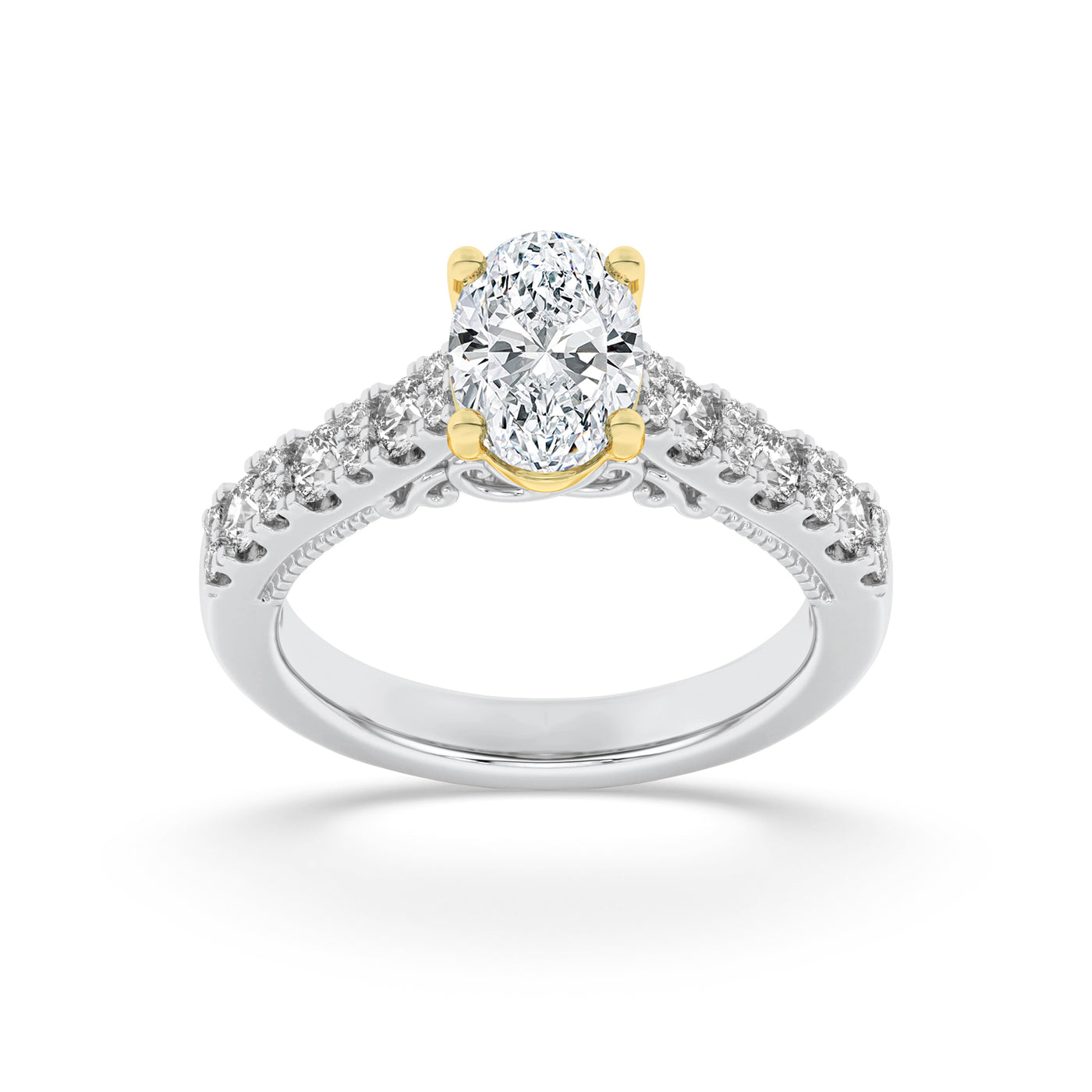 14K WY 2ct Lab Oval Diamond Vintage Engagement Ring