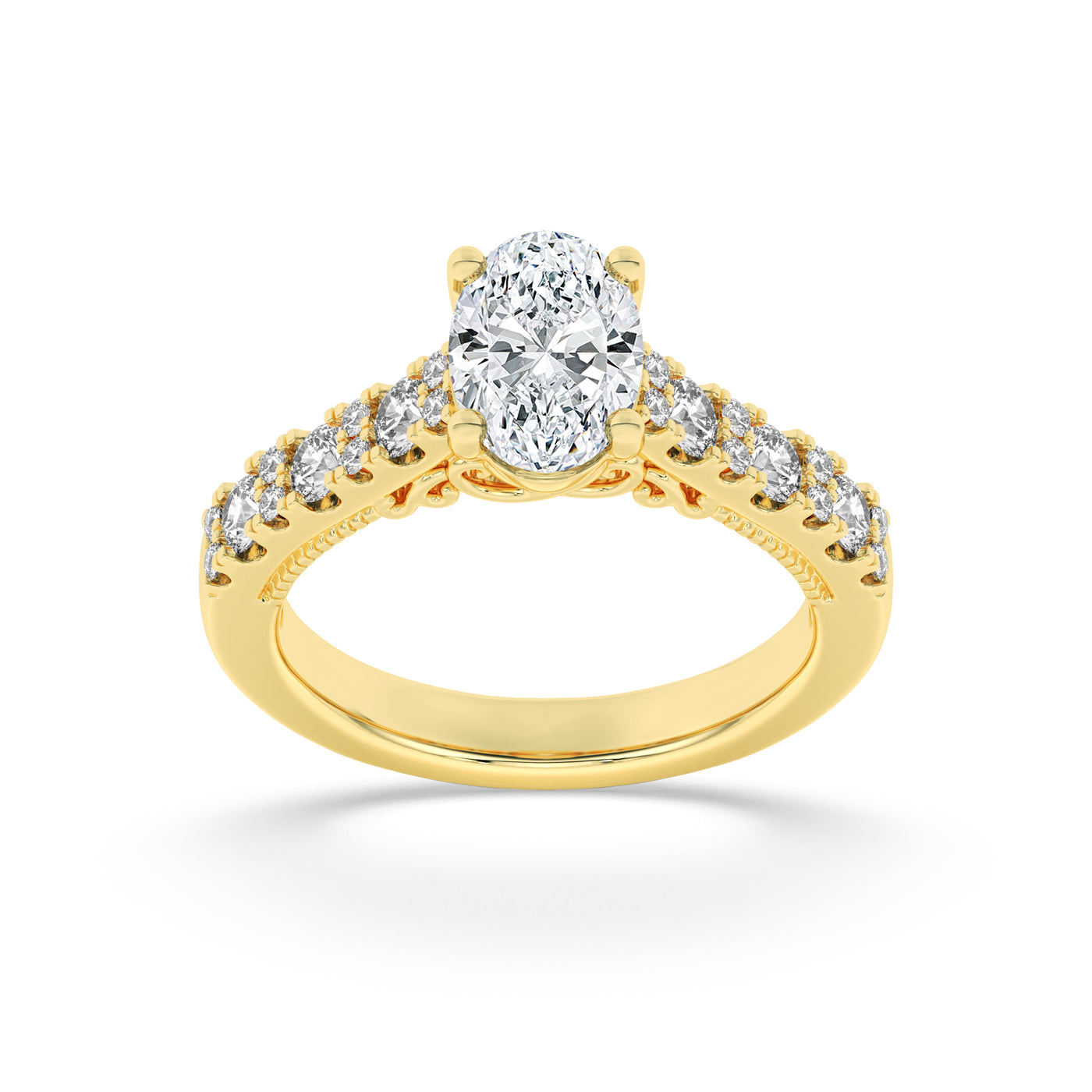 14K White Gold 2ct Lab Oval Diamond Vintage Ring