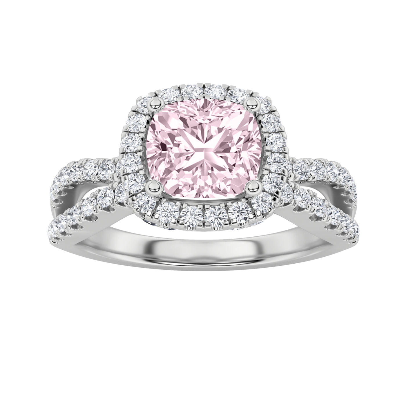 14KW 2ct Lab Diamond Halo Engagement Ring