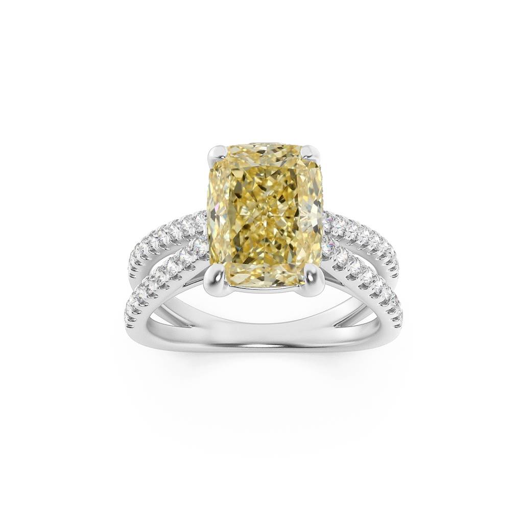 14KW 3.3ct Lab Diamond Split Shank Engagement Ring